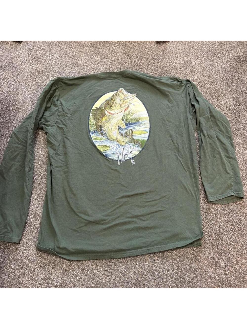 Guy Harvey Men's Green and Khaki Tshirt